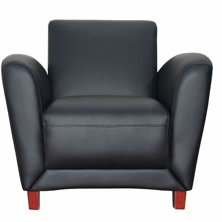 Lorell LLR68952 Club Chair, Black Back, Leather Baxk