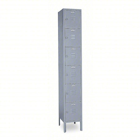 Lyon DD5332 Box Locker, 12 in W, 12 in D, 78 in H, (1) Wide, (6) Tier, Dove Gray