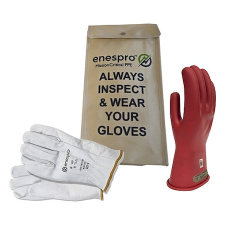 National Safety Apparel KITGC00R09 Electrical Glove Kit, Leather, Rubber, Red, 9
