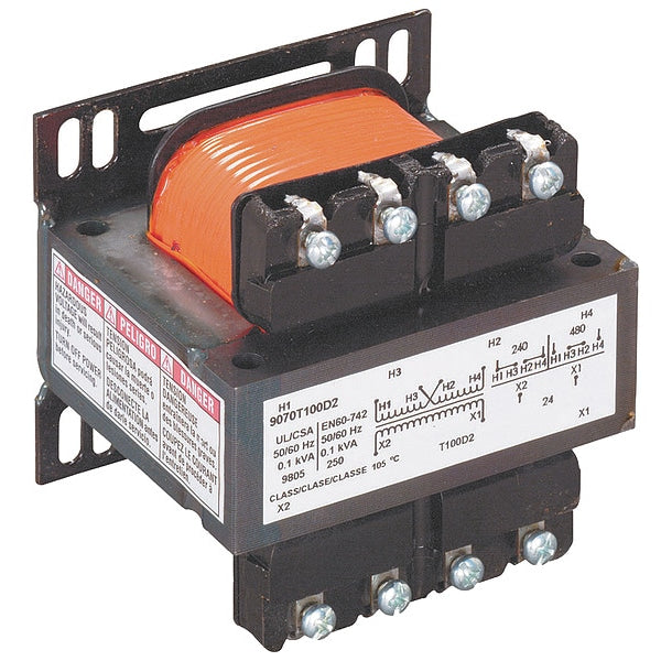 9070T150D2 Square D Control Transformer, 150 VA, 24V AC output and 240/480V AC input