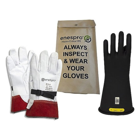 National Safety Apparel KITGC2B10 Electrical Glove Kit, Leather, Rubber, Black, 10