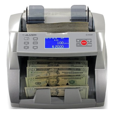 Accubanker S3500 BillCounter, Gray, 10-7/8 in H, 9-5/8 in W