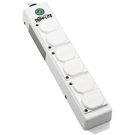 Tripp Lite PS-606-HGDG Outlet Strip, Hospital Grade, Dual Ground, 6 5-15R-HG, 5-15P-HG, 6 ft., White