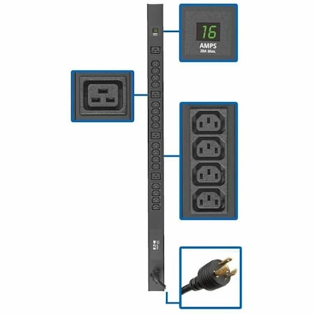 Tripp Lite PDUMV20HV-36 PDU, 10 ft Cord L, 3 3/4 in H, 16 A
