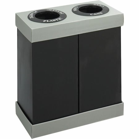 Safco 9794BL 56 gal Rectangular Recycling Bin, Open Top, Black, Polyethylene, 2 Openings