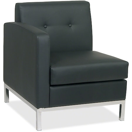 Office Star WST51LF-B18 Collection: Wall Street Arm Chair, Black Seat, Black Back, 27