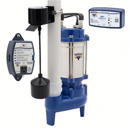 PRO Series Pumps E7040-VSC2-WiFi2 Sewage Ejector Pump, 10 ft, 0.4 hp, 115V AC