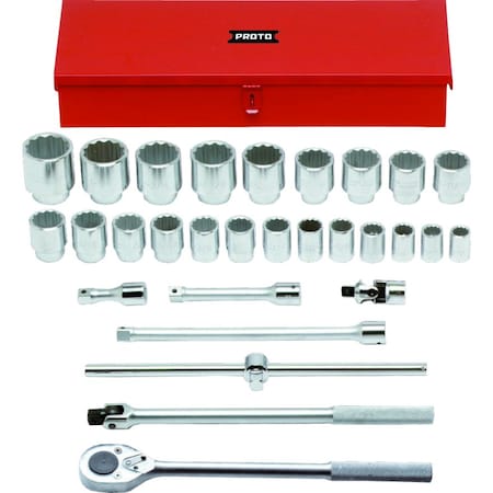Proto J55104A Socket Set, Chrome, 3/4 in Drive Size