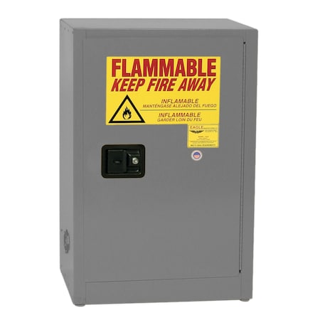 Eagle MFG 1924XGRAY Flammable Safety Storage Cabinet, 12 gal, 1 Shelves, Steel, 23 1/4 in W x 35 in H x 18 in D, Gray