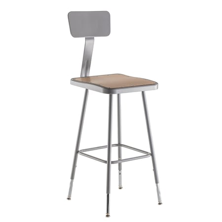 National Public Seating 6324HB Square Stool with Backrest, Height 25