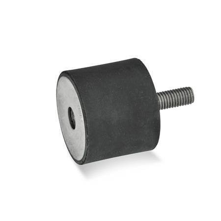 J.W. Winco 451-125-75-M16-ES-55 Vibration-Isolating Mount, 75 mm H