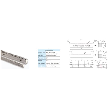 KHK USA SUR1-500 Gear Rack, Stainless Steel, 1, 11 mm