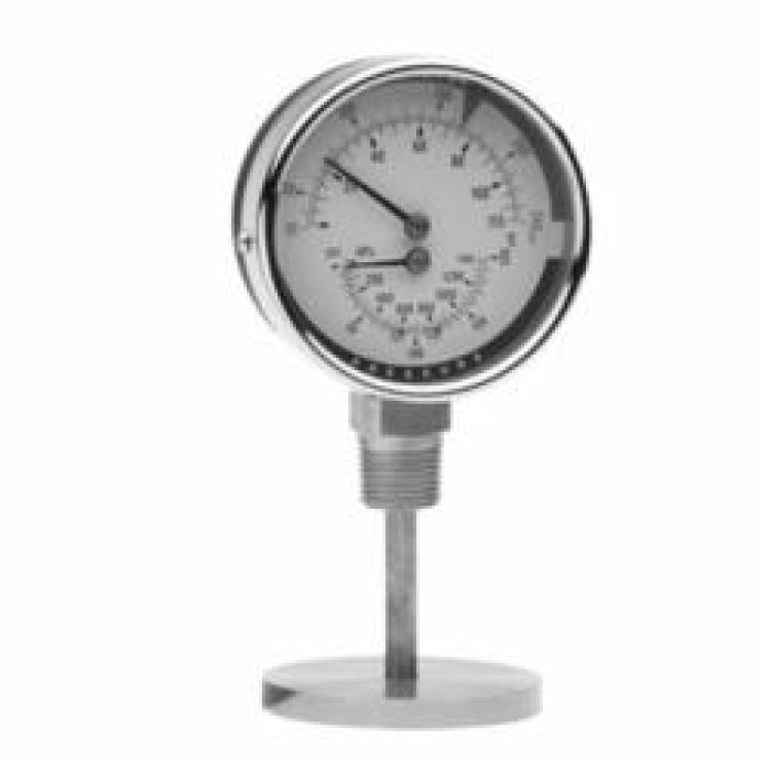 PTC14601 Trerice Tridicator Gauge 0-75 PSI/KPA, 30-250F rear