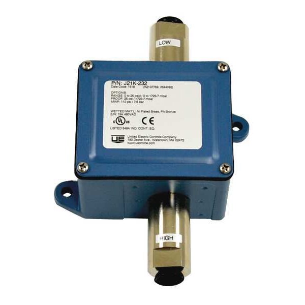 J21K-232 United Electric Differential Pressure Switch (SPDT, 0–25 psi)