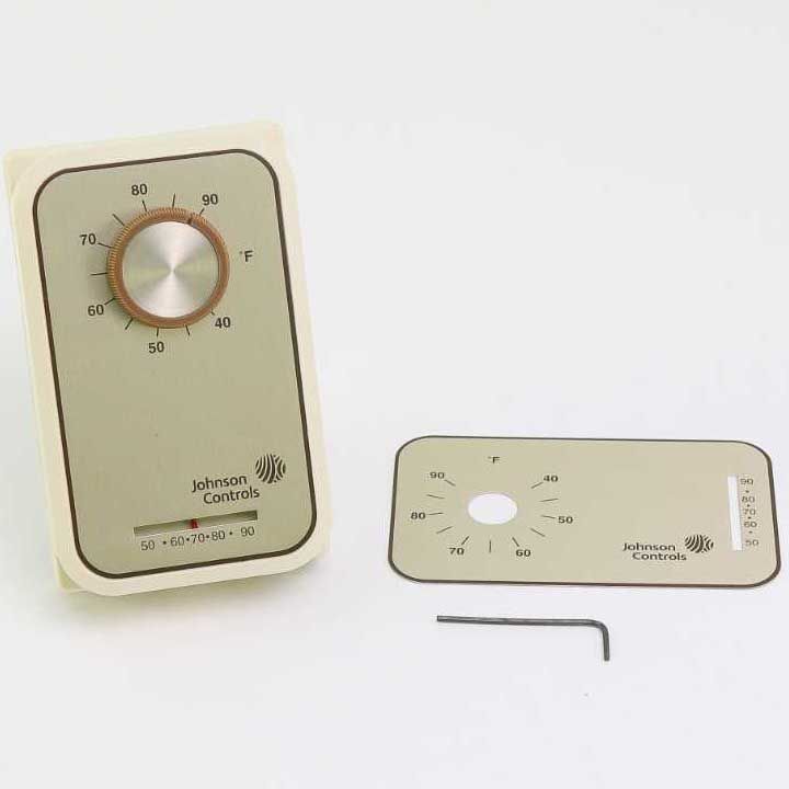 T26S-18 Johnson Controls Line Voltage Thermostat, 40 to 90 Degrees F Heat or Cool Control