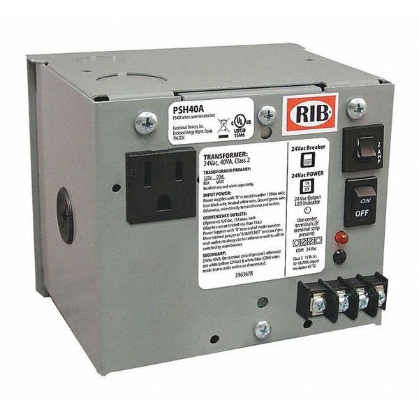 PSH40A Functional Devices-Rib Enclosed power supply, 120V to 24V AC, 40VA