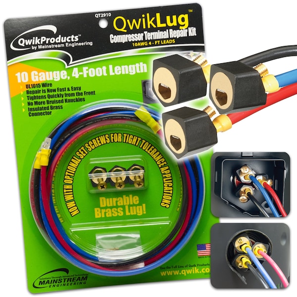 QT2910 Rheem QwikLug terminal repair lugs, 10 AWG, 4 ft leads