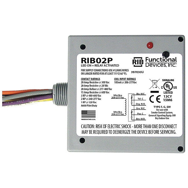 RIB02P Functional Devices-Rib Enclosed pre-wired DPDT relay