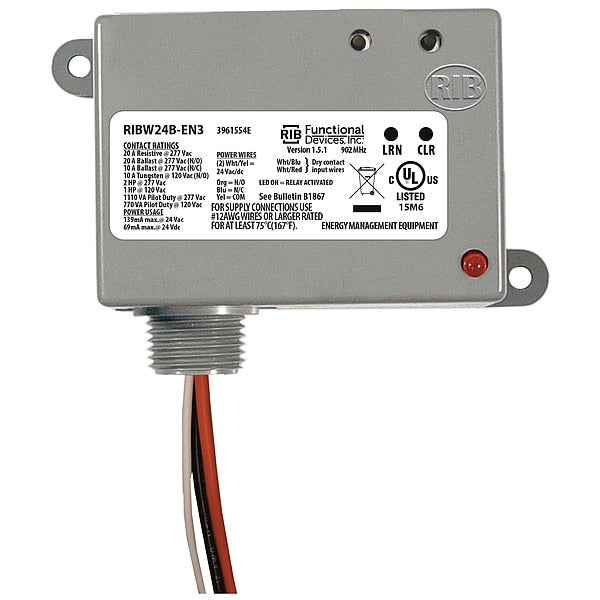 RIBW24B-EN3 Functional Devices-Rib Wireless Relay/Transmitter, SPDT, 24V AC/DC