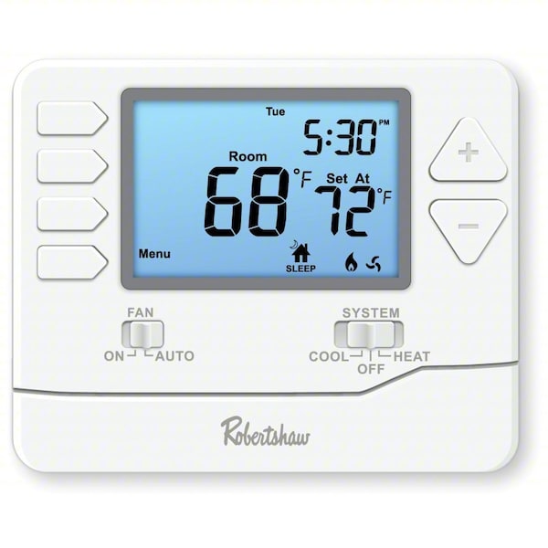 RS9220 Robertshaw Digital Wall Thermostat, White (1 inch D)