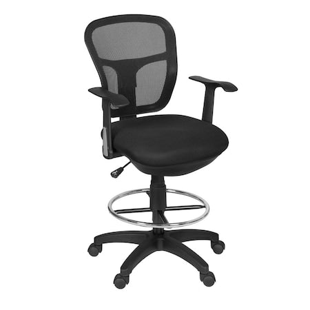 Harrison 5125STBK Regency Harrison Mesh Back Rolling Adjustable Swivel Bar Height Drafting Stool with Arms- Black