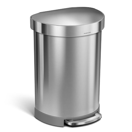 Simplehuman CW2029 60 L Half-Round Step-On Can, Brushed, Foot Pedal, Stainless Steel, 17.9 in