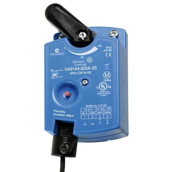 VA9104-IGA-2S Johnson Controls Electric Ball Valve Actuator, 35 in.-lb., Floating, 24VAC