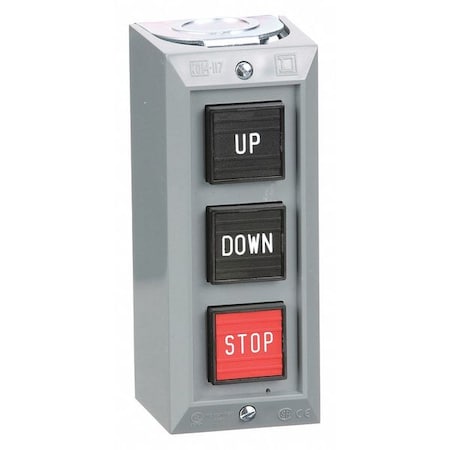 Square D 9001BG305 ControlStation, Feed-Thru, 3Buttons, Black/Rd