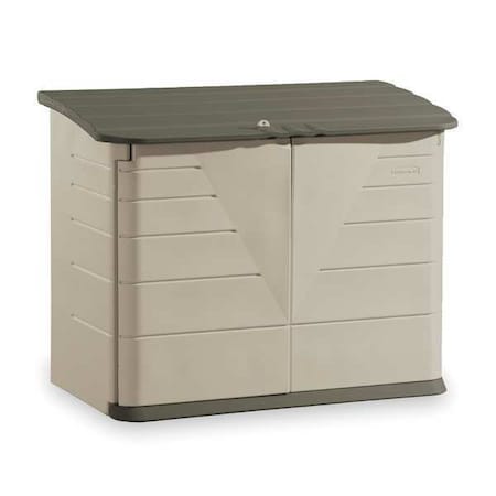 Rubbermaid Commercial FG374701OLVSS 32 cu ft Resin Horizontal Outdoor Storage Shed, Sandstone