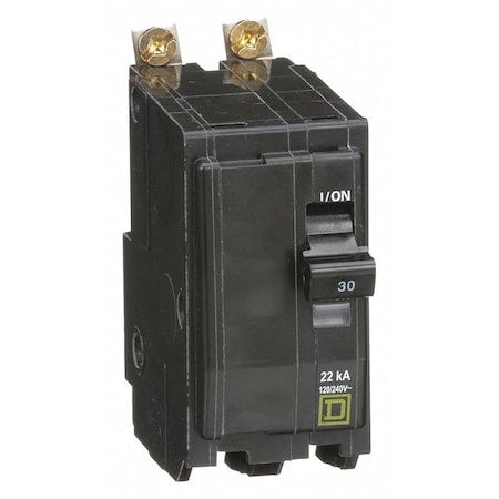 Square D QOB230VH Miniature Circuit Breaker, QO Series, 30A, 2 Pole, 120/240V AC, 22kA at 120/240V AC