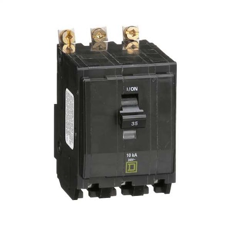Square D QOB335 Miniature Circuit Breaker, QO Series, 35A, 3 Pole, 120/240V AC, 10kA at 120/240V AC