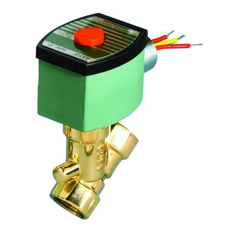 Asco 8030G016 Solenoid Valve, 2-Way, 2-Position, Normally Closed, 1/2 in Pipe Size, 120V AC, Compact, Brass, NBR