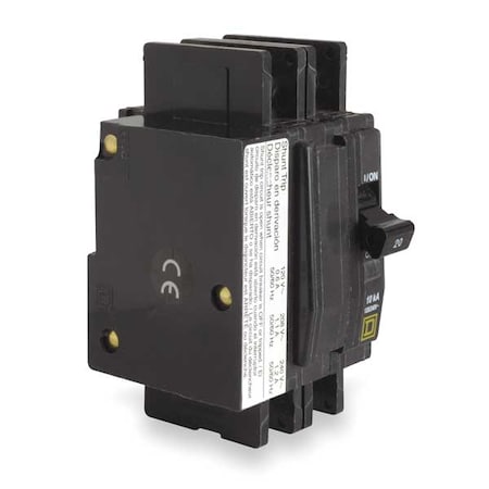 Square D QOU2101021 Miniature Circuit Breaker, QO Series, 10A, 2 Pole, 120/240V AC, 10kA at 120/240V AC