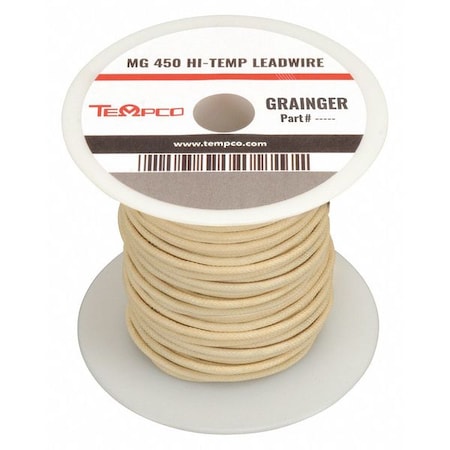 Tempco LDWR-1012 High Temp Lead Wire, MG, 16 AWG, Natural, 100 ft