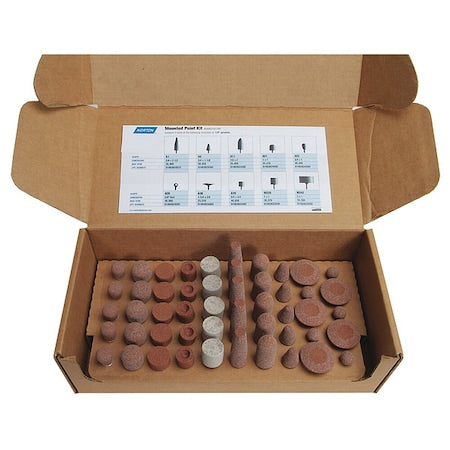 Norton Abrasives 69083147789 Vitrified Mounted Pt Kit, A/O, 60, Med