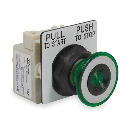Schneider Electric 9001SKR9P1G Illuminated Push Button Operator, 30 mm, Green