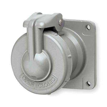 Hubbell Killark VR642 Pin & Sleeve Receptacle, 60 A, 600V AC/250V DC, Three Phase, 3 Pole, Style 2 Grounding, Gray