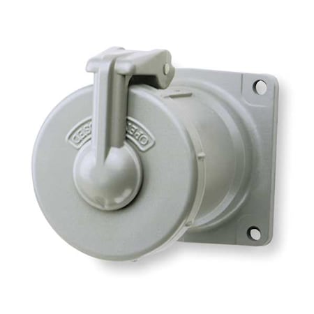 Hubbell Killark VR1042 Pin & Sleeve Receptacle, 100 A, 600V AC/250V DC, Three Phase, 3 Pole, Style 2 Grounding, Gray
