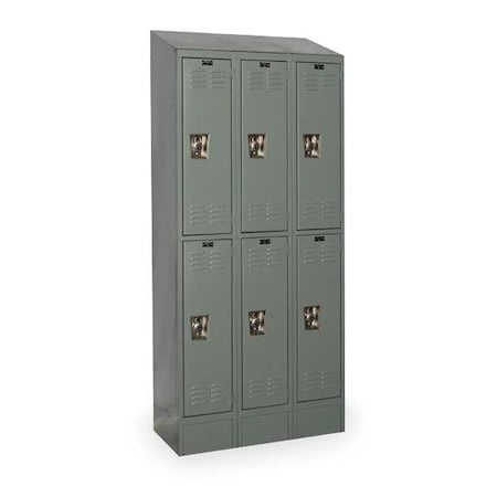 Hallowell URB3288-2ASB-HG Wardrobe Locker, 36 in W, 18 in D, 78 in H, (2) Tier, (3) Wide, Dark Gray