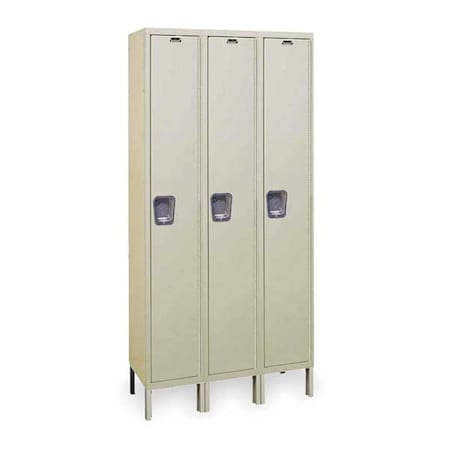 Hallowell UY3588-1PT Wardrobe Locker, 45 in W, 18 in D, 78 in H, (1) Tier, (3) Wide, Tan