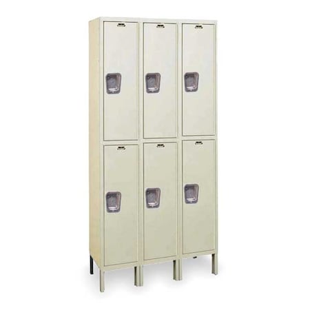Hallowell UY3558-2PT Wardrobe Locker, 45 in W, 15 in D, 78 in H, (2) Tier, (3) Wide, Tan