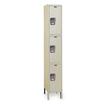 Hallowell UY1228-3PT Wardrobe Locker, 12 in W, 12 in D, 78 in H, (1) Wide, (3) Tier, Tan