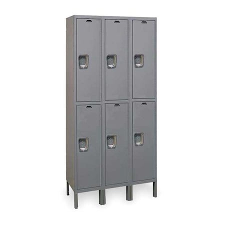 Hallowell UY3288-2HG Wardrobe Locker, 36 in W, 18 in D, 78 in H, (2) Tier, (3) Wide, Dark Gray