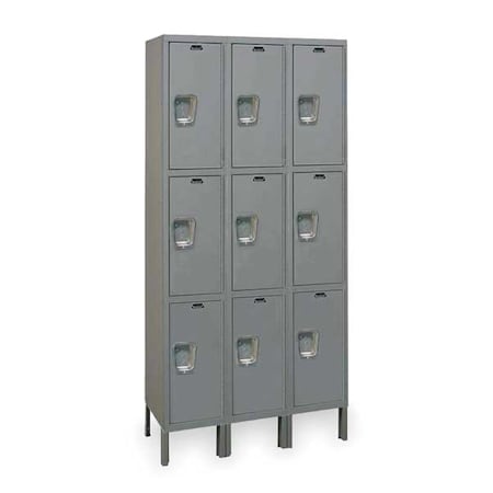 Hallowell UY3288-3HG Wardrobe Locker, 36 in W, 18 in D, 78 in H, (3) Tier, (3) Wide, Dark Gray