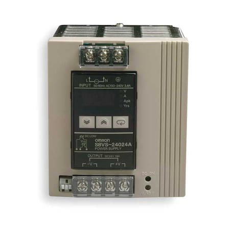 Omron S8VS-24024A DC Power Supply, 100/240V AC, 24V DC, 240 W, 10 A, DIN Rail