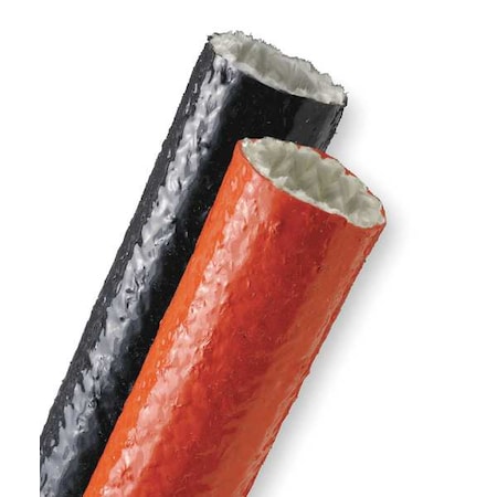 Techflex FIN2.25RD25 Coated Cable Sleeve, 2-1/4 in Inside Dia., 2-1/4 in Max Bundle Dia., 25 ft, Fiberglass, Red