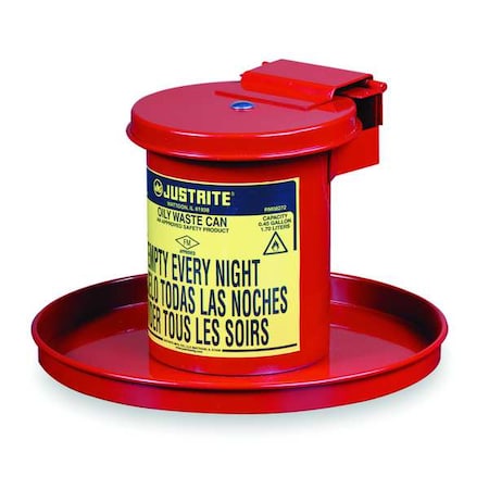 Justrite 09400 Drain Can, 1/2 Gal., Red, Galvanized Steel