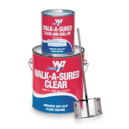 Wooster Products WAS-GRY 1 gal Anti-Slip Floor Coating, Gloss Finish, Gray, 100% Solid Base