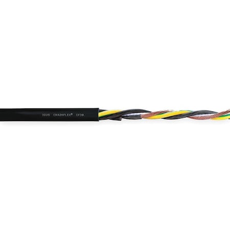 Chainflex CF30-100-04-100 Motor Cable, 8 AWG, 4 C, Black, PVC, 1,000 V, 100 ft