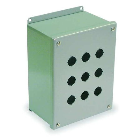 Wiegmann PBGX9 Push Button Enclosure, 22 mm, 9Hole, CarbSteel